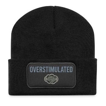 Overstimulated Gehirn Neon Outline - Recycelte Patch Beanie - Schwarz - Vorne