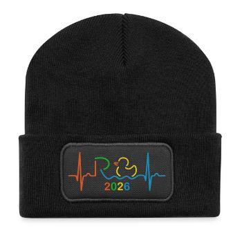Bunte Pension 2026 - Retirement - Pension EKG Puls - Recycled Patch Beanie - black - Front