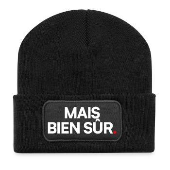 MAIS BIEN SÛR | Expression humour minimaliste - Beanie recyclé à patch - noir - Devant
