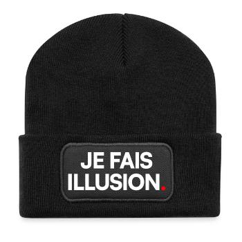 Je fais illusion. Humour minimaliste sarcastique - Beanie recyclé à patch - noir - Devant