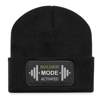 Soldatenmentalität | Crosstraining und Workout - Recycelte Patch Beanie - Schwarz - Vorne