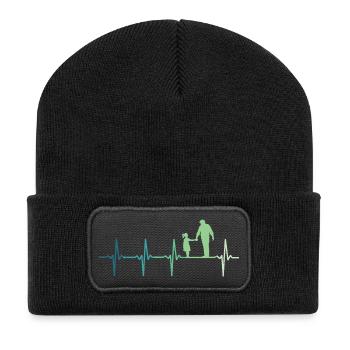 Father and daughter heartbeat dad and daughter - Recycled Patch Beanie - black - Front