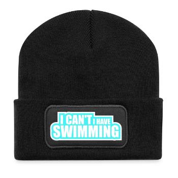 I Can't I Have Swimming Lustig Schwimmer Ausrede - Recycelte Patch Beanie - Schwarz - Vorne