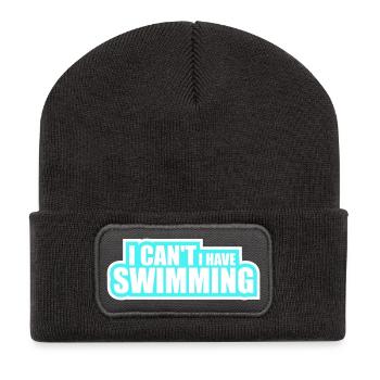 I Can't I Have Swimming Funny Swimmer Excuse - Recycled Patch Beanie - dark grey - Front
