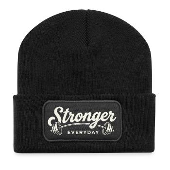 Stronger Everyday Barbell Gym Workout Retro - Recycled Patch Beanie - black - Front