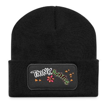 Pensez positivement - Beanie recyclé à patch - noir - Devant