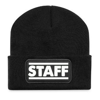 Staff Schriftzug Bold Kontrast - Recycelte Patch Beanie - Schwarz - Vorne