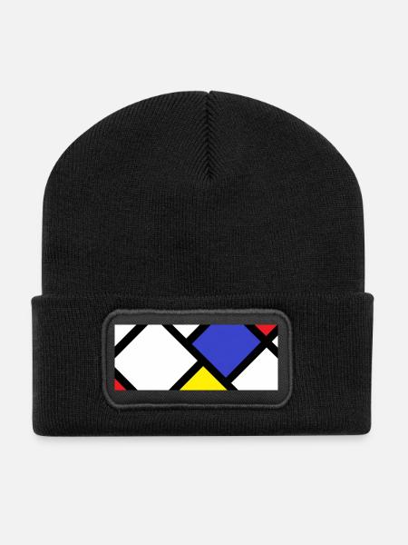 Gegenkomposition nach "De Stijl" - Recycelte Patch Beanie - Schwarz