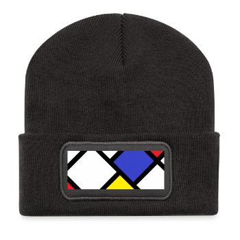 Contre-composition selon « De Stijl » - Beanie recyclé à patch - charbon - Devant