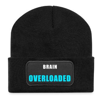 Brain Overloaded – Funny Overthinking Shirt - Recycled Patch Beanie - black - Front