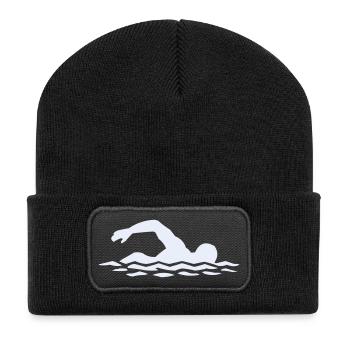 Silhouette de flotteur dans l’eau - Beanie recyclé à patch - noir - Devant