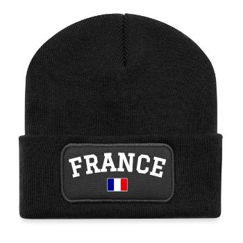 France Flag Design White - Recycled Patch Beanie - black - Front