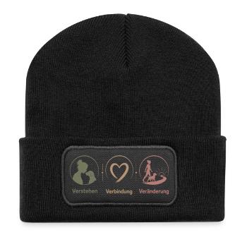 Verstehen Verbindung Veränderung Trio - Recycelte Patch Beanie - Schwarz - Vorne