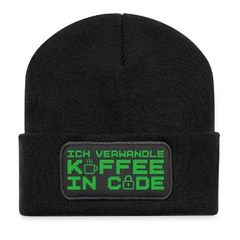 Informatik Verwandle Kaffee in Code Programmierer - Recycelte Patch Beanie - Schwarz - Vorne