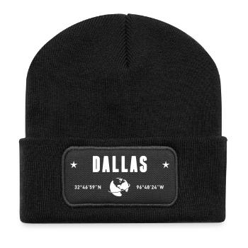 Dallas Texas Coordinates Planet Earth White - Recycled Patch Beanie - black - Front