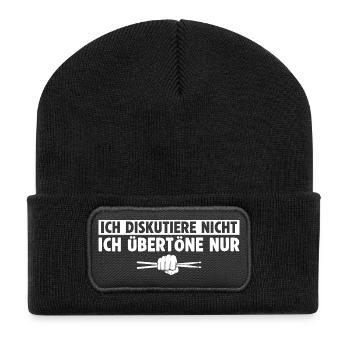 Schlagzeuger Diskutiert nicht Er Übertönt - Recycelte Patch Beanie - Schwarz - Vorne