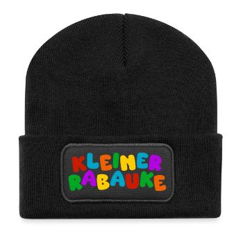Kleiner Rabauke - bunte Typo - Recycelte Patch Beanie - Schwarz - Vorne