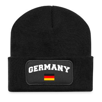 Germany Flagge Deutschland - Recycelte Patch Beanie - Schwarz - Vorne