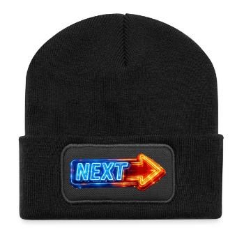 Nächstes Neon-Pfeil-Design - Recycelte Patch Beanie - Schwarz - Vorne