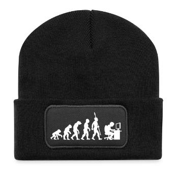 Computer PC Evolution Informatiker Programmierer - Recycelte Patch Beanie - Schwarz - Vorne