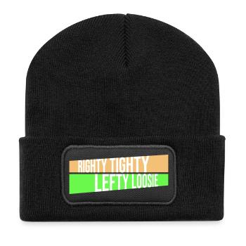 Righty Tighty Lefty Loosie Lustig Heimwerker Logo - Recycelte Patch Beanie - Schwarz - Vorne
