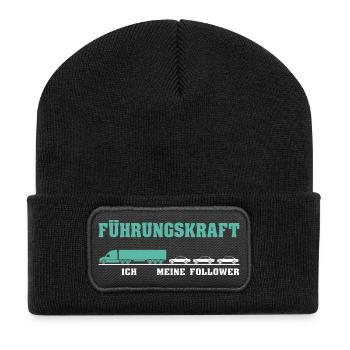 Führungskraft LKW Fahrer Trucker Lustiger Spruch - Recycelte Patch Beanie - Schwarz - Vorne