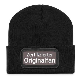 Lustiges Emblem für Fans  - Recycelte Patch Beanie - Schwarz - Vorne