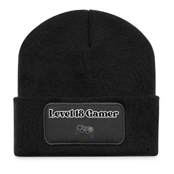 Level 18 Gamer - Recycled Patch Beanie - black - Front
