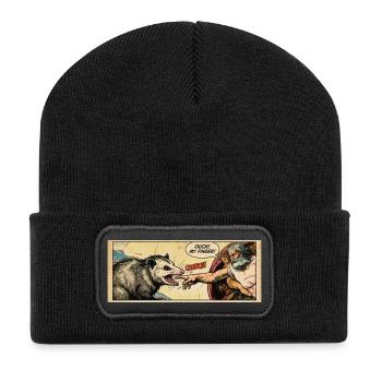 Opossum Beats God's Hand Funny Opossum Meme - Recycled Patch Beanie - black - Front