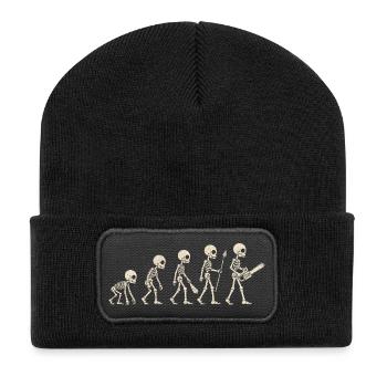 Évolution du squelette - Cadeau drôle d’Halloween - Beanie recyclé à patch - noir - Devant