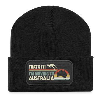 Australien Ich ziehe zu Australien Tourismus - Recycelte Patch Beanie - Schwarz - Vorne