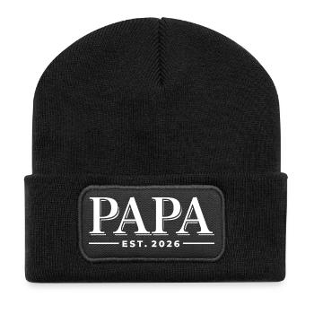 Papa Est. 2026 | Father | Father's Day Gift - Recycled Patch Beanie - black - Front