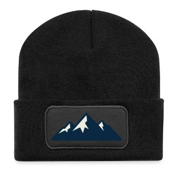 Gebirge Berge Silhouette - Recycelte Patch Beanie - Schwarz - Vorne