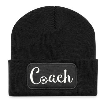 Coach Football Font Logo - Recycled Patch Beanie - black - Front