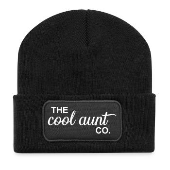 The Cool Aunt Co. Fun Aunt Family Humor - Recycelte Patch Beanie - Schwarz - Vorne
