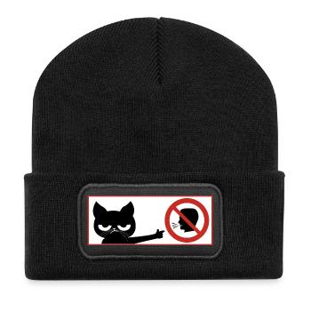 katze, hals Maul - Recycelte Patch Beanie - Schwarz - Vorne