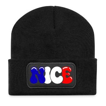 Nöcke Frankreich Blaue Fahne Weiß Rot - Recycelte Patch Beanie - Schwarz - Vorne