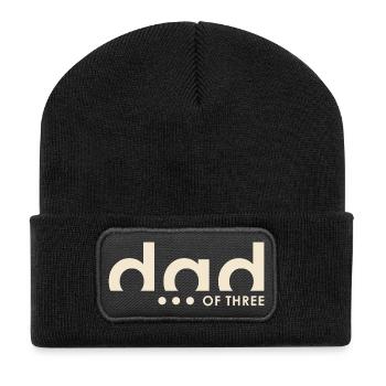 Dad of Three – Papa von drei Kindern - Recycelte Patch Beanie - Schwarz - Vorne
