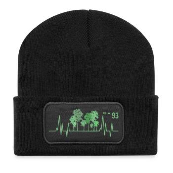 Baum Herzschlag Wald Natur Förster - Recycelte Patch Beanie - Schwarz - Vorne