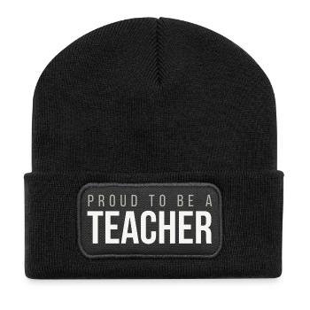 Stolz, Lehrer zu sein – Lehrergeschenk - Recycelte Patch Beanie - Schwarz - Vorne