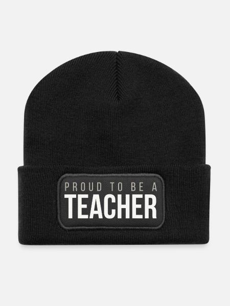 Stolz, Lehrer zu sein – Lehrergeschenk - Recycelte Patch Beanie - Schwarz