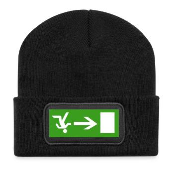 Schlendern aus der Kneipe  - Recycelte Patch Beanie - Schwarz - Vorne
