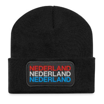NIEDERLANDE Nederland Netherlands Holland - Recycelte Patch Beanie - Schwarz - Vorne