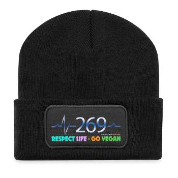 269 RESPECT LIFE - Recycelte Patch Beanie - Schwarz - Vorne