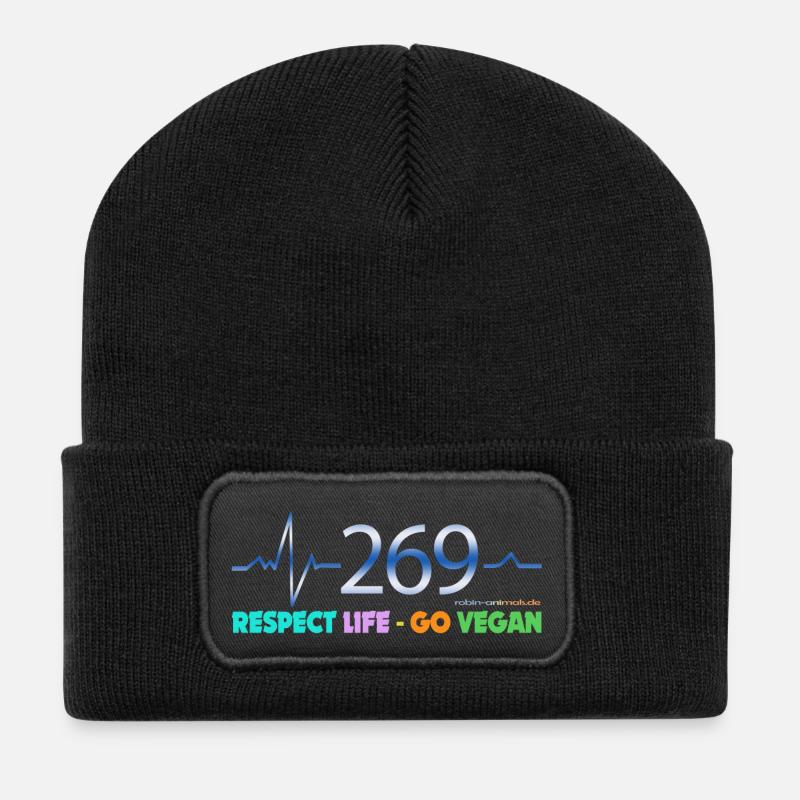 269 RESPECT LIFE - Recycelte Patch Beanie - Schwarz