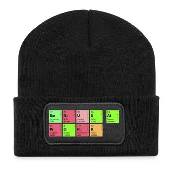 genius at work - Recycelte Patch Beanie - Schwarz - Vorne