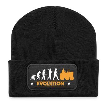 Landwirt Traktor Evolution - orange/weiss - Recycelte Patch Beanie - Schwarz - Vorne