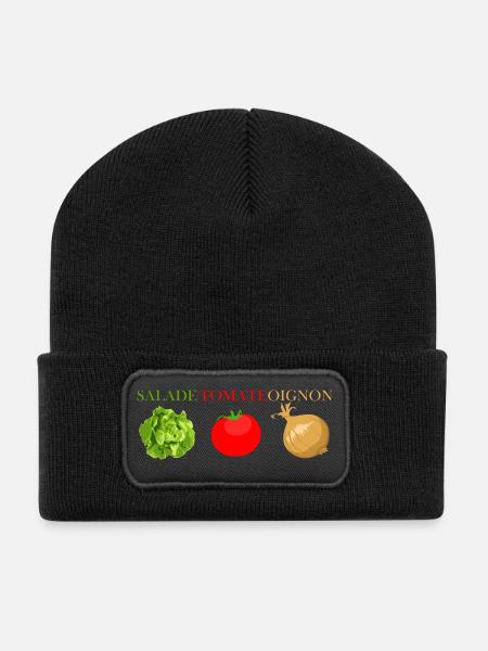salade tomate oignon - Beanie recyclé à patch - noir