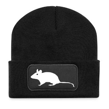 Maus - Recycelte Patch Beanie - Schwarz - Vorne