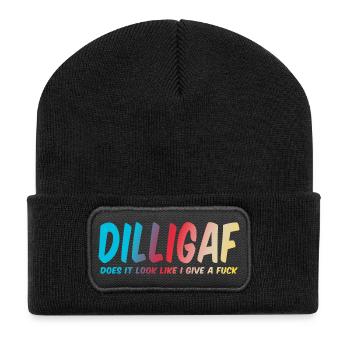 DILLIGAF sieht es so aus, als würde ich ficken - Recycelte Patch Beanie - Schwarz - Vorne